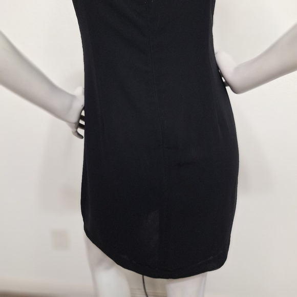 In Wear Black Witchy Romantic V-Neck Sheer Mesh Y2K Sleeveless Mini Dress Size 6 - Picture 7 of 13